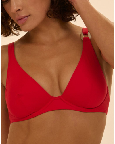 Underwired triangle swim bra Simone Pérèle Magnetic (Ecarlate)