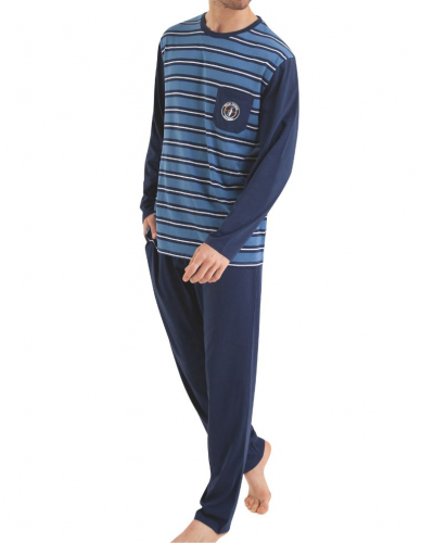 Long pyjama 100% cotton Athena Rayures Cap Horn (Bleu/Bleu Marine)