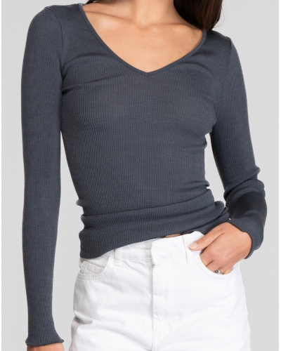 V Collar Undershir wool and silk Oscalito 3486 (Tempesta)