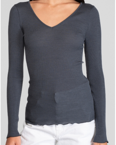 V Collar Undershir wool and silk Oscalito 3486 (Tempesta)