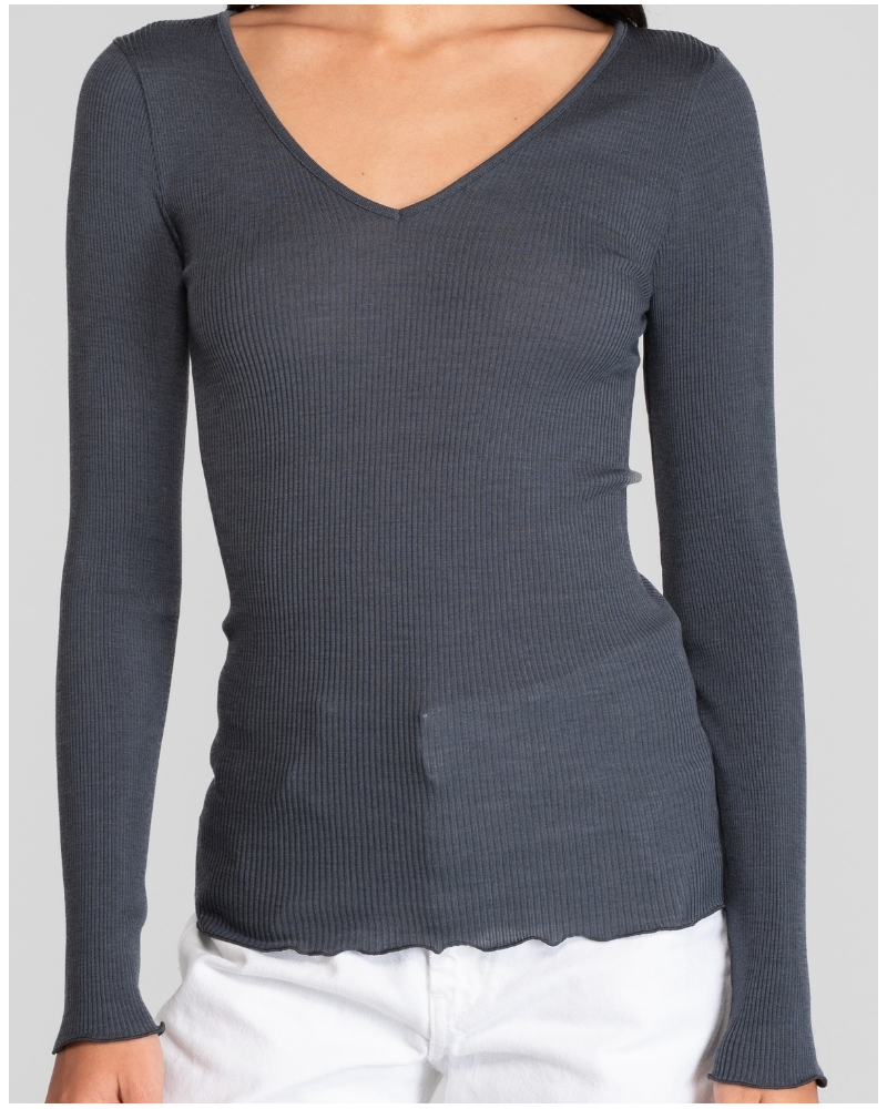 Maillot de corps col V laine et soie Oscalito 3486 (Tempesta)