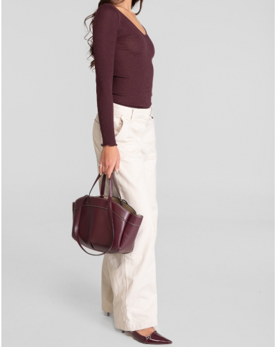 V Collar Undershir wool and silk Oscalito 3486 (Cherry)