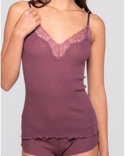 Camiseta de tirantes acanalada de lana y seda Dentelle Chantilly Oscalito 7641 (Agata)