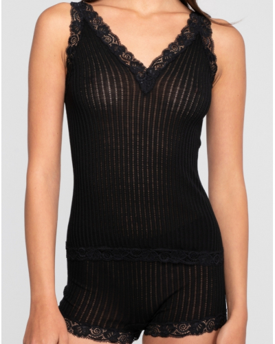 V-neck top wool and silk Leavers Oscalito 7647 (Noir)