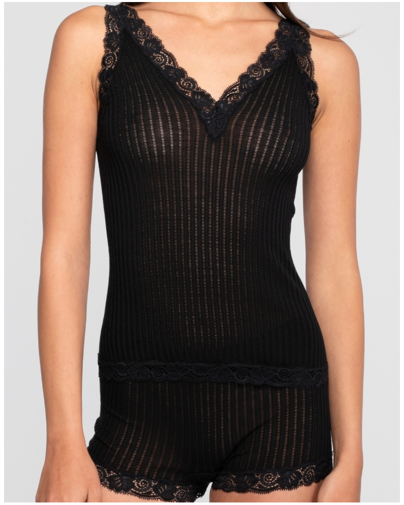 V-neck top wool and silk Leavers Oscalito 7647 (Noir)