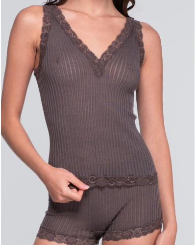 V-neck top wool and silk Leavers Oscalito 7647 (Taupe)