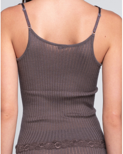 Top cuello pico lana y seda Leavers Oscalito 7647 (Taupe)