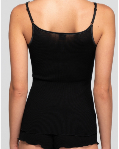 Camiseta de tirantes lana y seda Macramé Oscalito 7654 (Negro)