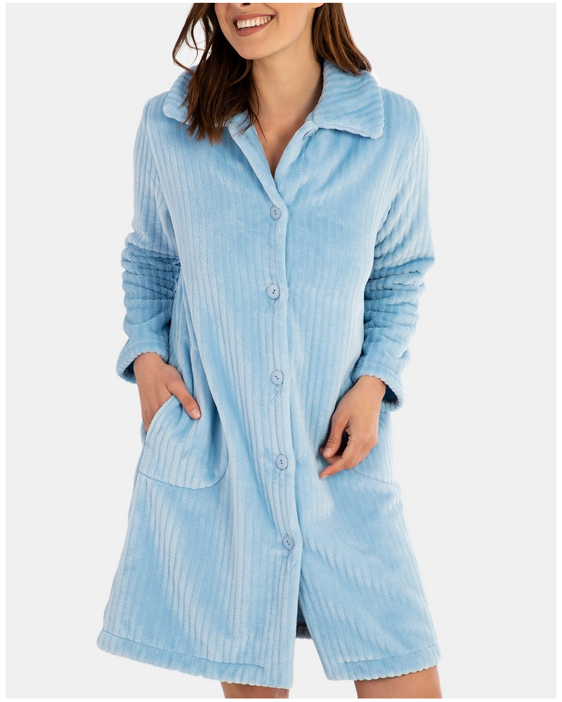 Bathrobe with collar Massana (Bleu Ciel)