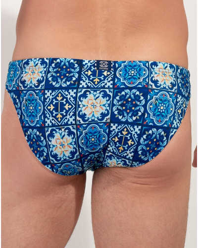 Micro Calzoncillos de baño HOM Maiolica (Imprimé Carreaux Bleus)