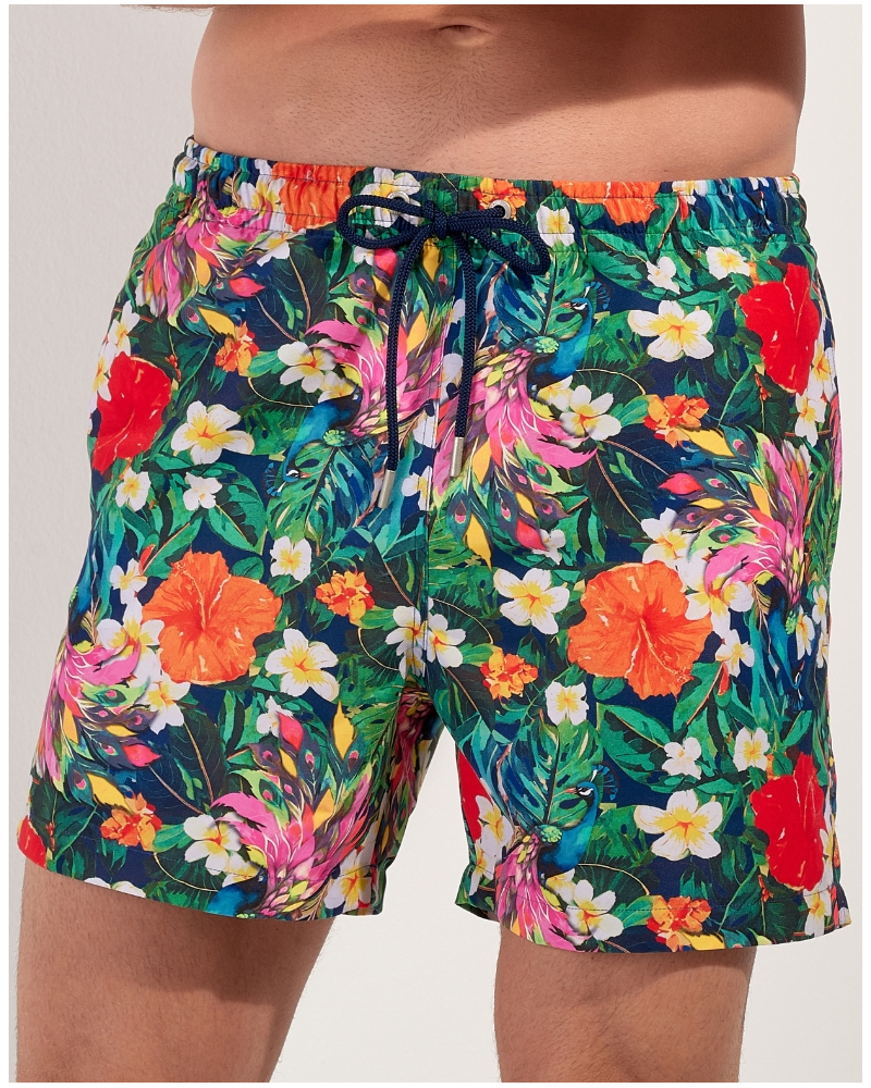 Boxer de bain HOM Peacock (Imprimé Floral Multicolore)