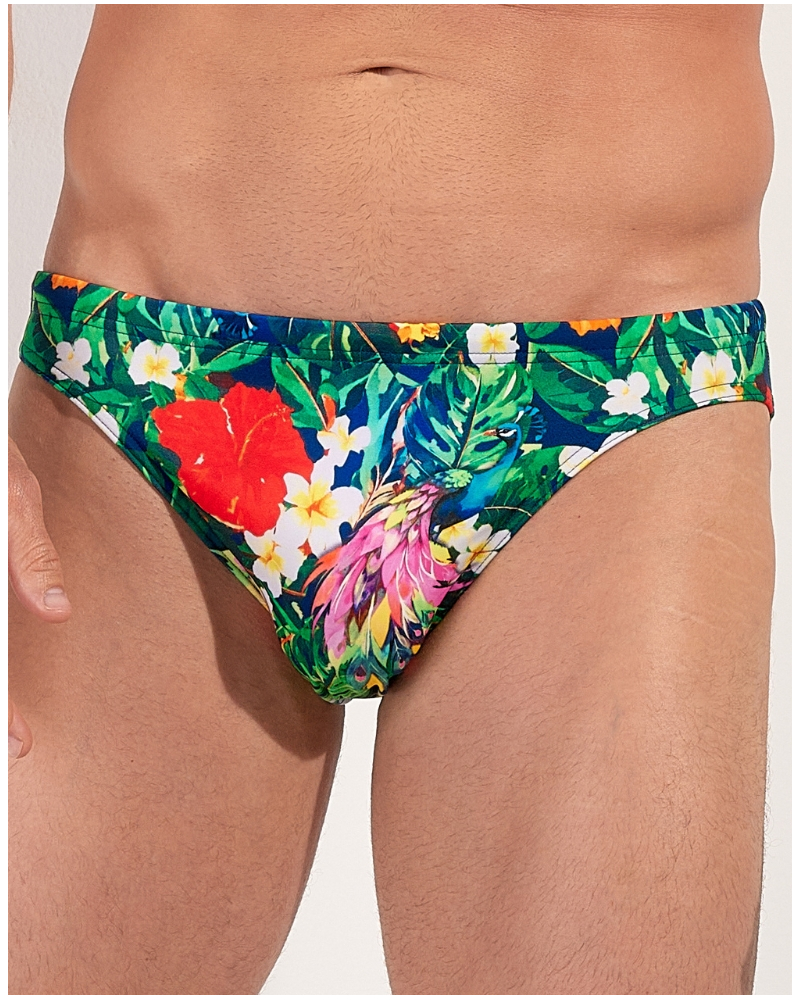 Micro calzoncillo de baño HOM Peacock (Imprimé Floral Multicolore)