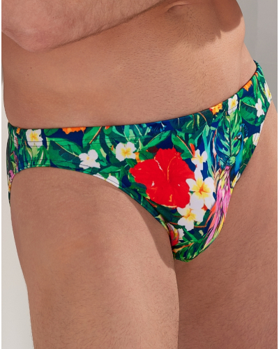 Micro slip de bain HOM Peacock (Imprimé Floral Multicolore)