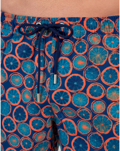 Boxer de bain HOM Trapani (Imprimé Marine/Orange)