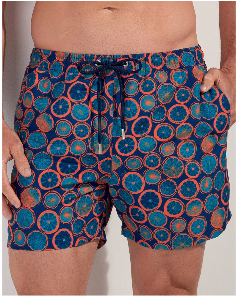 Boxer de bain HOM Trapani (Imprimé Marine/Orange)
