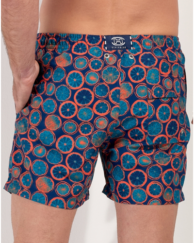 Boxer de baño HOM Trapani (Imprimé Marine/Orange)