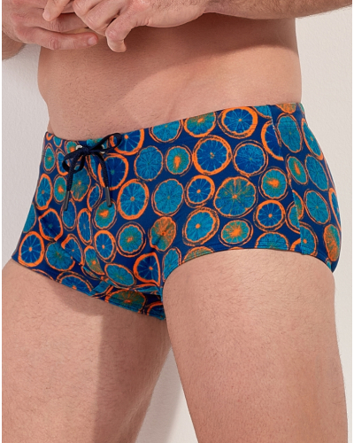 Shorty de bain HOM Trapani (Imprimé Marine/Orange)