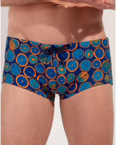 Swim trunk HOM Trapani (Imprimé Marine/Orange)
