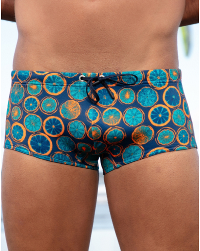 Swim trunk HOM Trapani (Imprimé Marine/Orange)