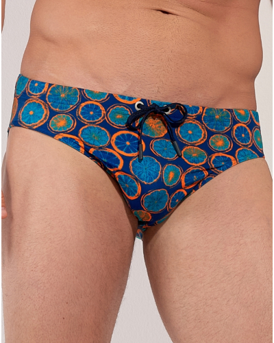 Mini slip de bain HOM Trapani (Imprimé Marine/Orange)