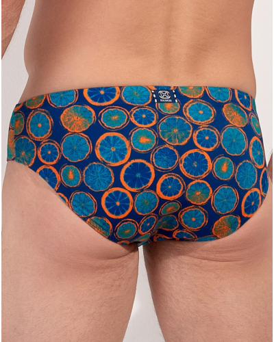 Mini bath brief HOM Trapani (Imprimé Marine/Orange)
