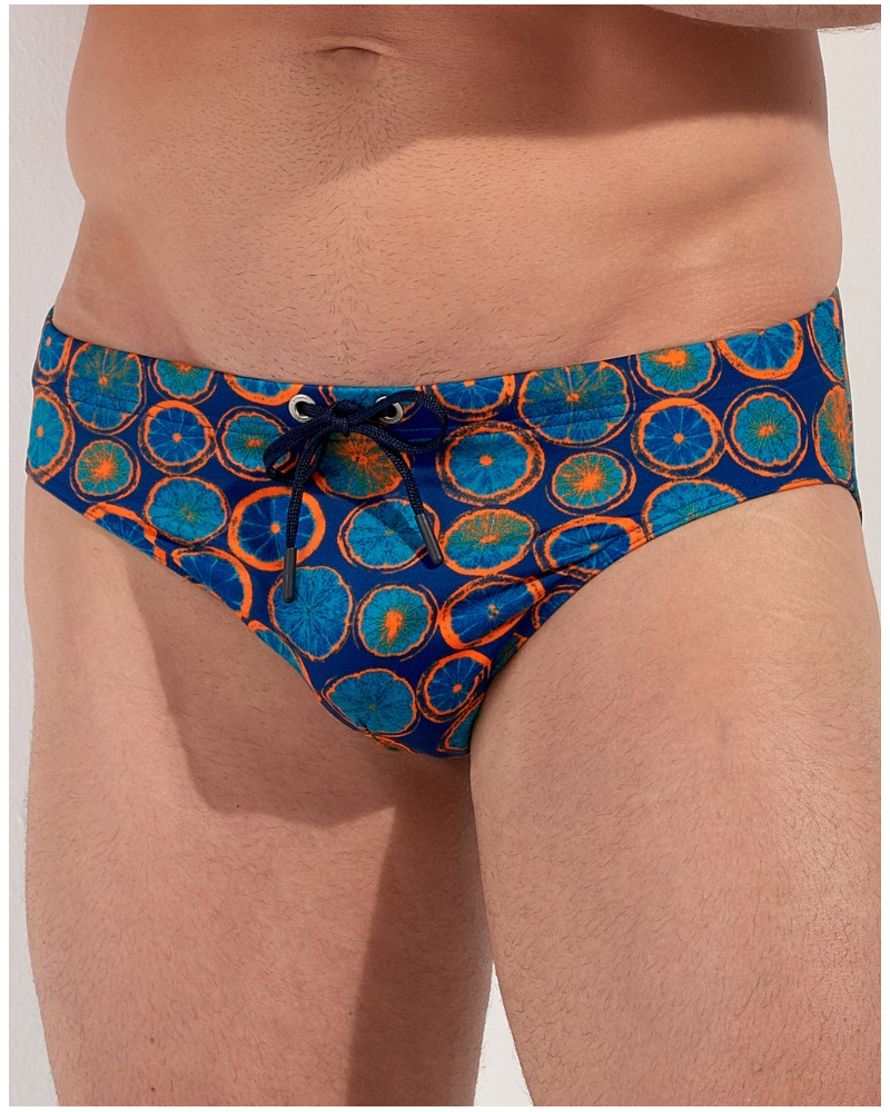 Mini slip de bain HOM Trapani (Imprimé Marine/Orange)
