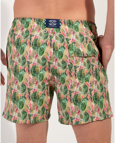 Boxer de bain HOM Taormina (Imprimé Vert)