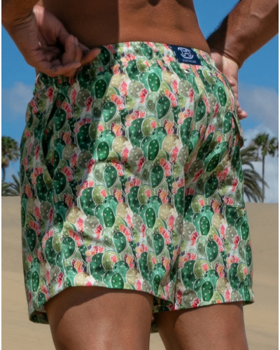 Boxer de bain HOM Taormina (Imprimé Vert)