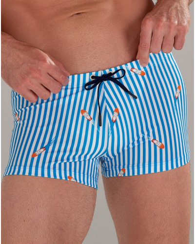 Bañador HOM Viareggio (Rayures Bleu/Blanc)