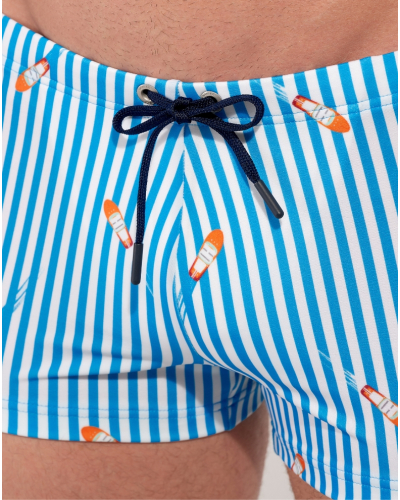 Short de bain HOM Viareggio (Rayures Bleu/Blanc)