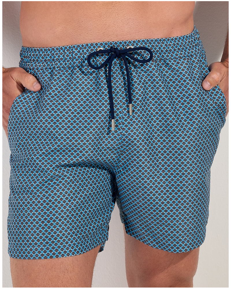Boxer de bain HOM Cappuccino (Imprimé Bleu Turquoise)
