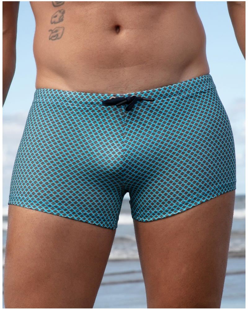 Swim Shorts HOM Cappuccino (Imprimé Bleu Turquoise)