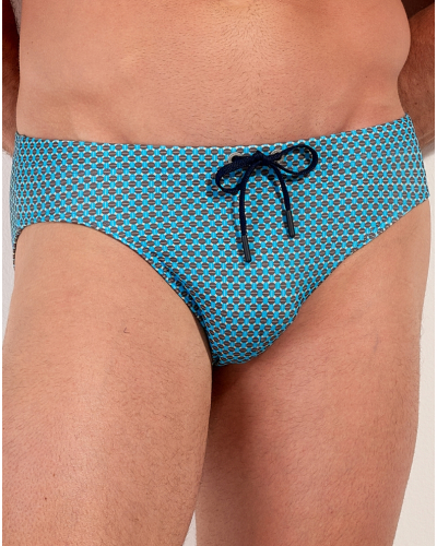 Mini swim briefs HOM Cappuccino (Imprimé Bleu Turquoise)