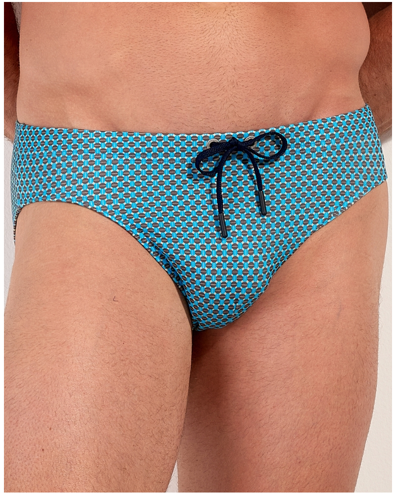 Mini slip de bain HOM Cappuccino (Imprimé Bleu Turquoise)