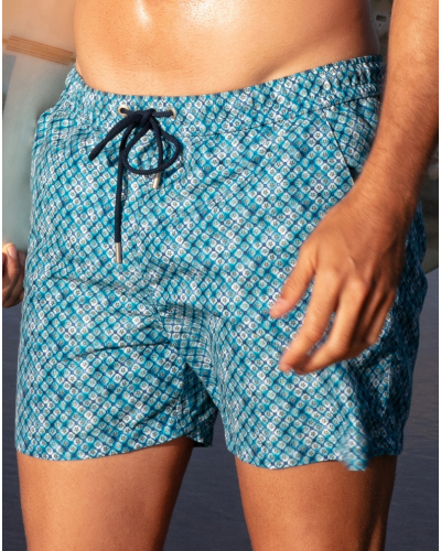 Boxer de bain HOM Camaiore (Imprimé Bleu/Vert)