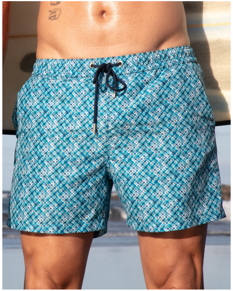 Beach boxer HOM Camaiore (Imprimé Bleu/Vert)