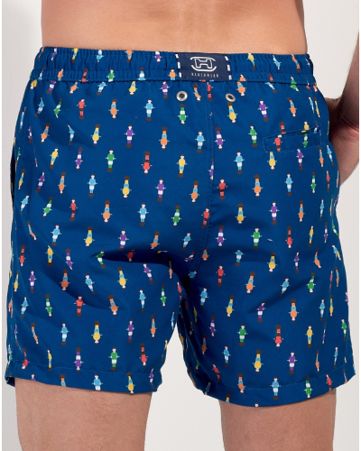 Boxer de bain HOM Calcio (Imprimé Marine Coloré)