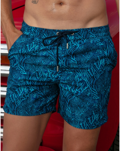 Beach boxer HOM Panarea (Imprimé Bleu Turquoise)