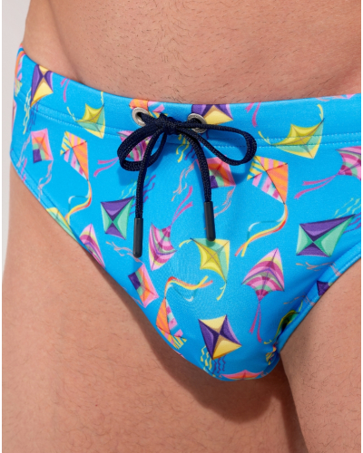 Mini slip de bain HOM Lido (Imprimé Bleu Coloré)