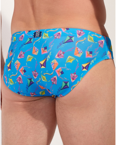 Mini calzoncillo de baño HOM Lido (Imprimé Bleu Coloré)