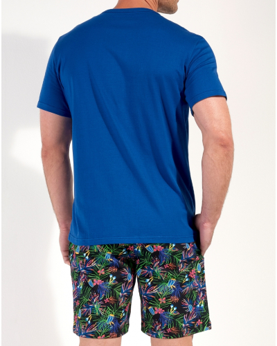 Short pajamas 100% Cotton HOM Havana (Imprimé Tropical/Bleu)