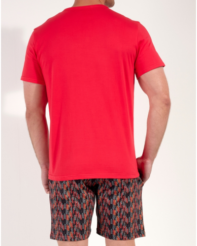 Pijama corto 100% algodón HOM Westgate (Imprimé Rouge/Noir)