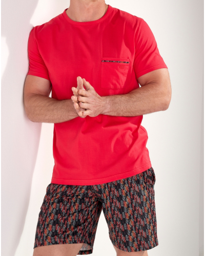 Short pajamas 100% Cotton HOM Westgate (Imprimé Rouge/Noir)