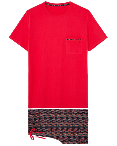 Pyjama court 100% Coton HOM Westgate (Imprimé Rouge/Noir)