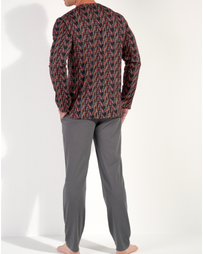 Pijama largo 100% algodón HOM Westgate (Imprimé Rouge/Gris)