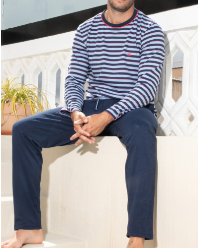 Pyjama long 100% cotton HOM Atlantic (Rayures Bleues/Marine)
