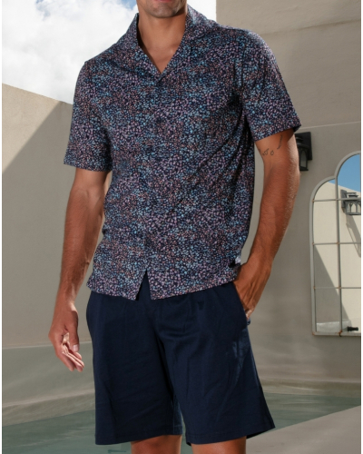 Pyjama court 100% Coton HOM Vineyard (Imprimé Multicolore/Marine)