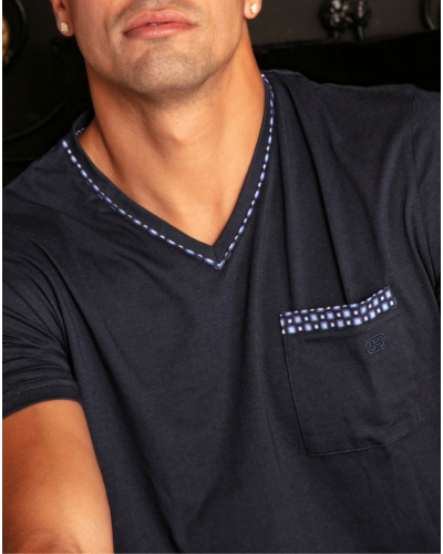 Pyjama court en coton HOM Hampton (Imprimé Marine/Bleu)