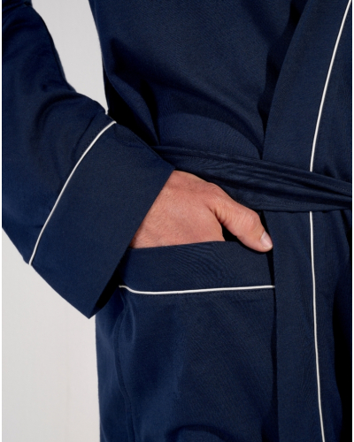 Dressing gown modal and cotton HOM Rafael (Marine)