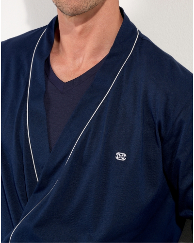 Robe de chambre modal et coton HOM Rafael (Marine)